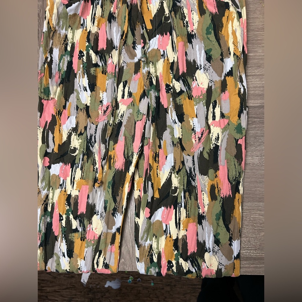 Pink and Green Pleated Midi Pantsuit for Cocktail Events